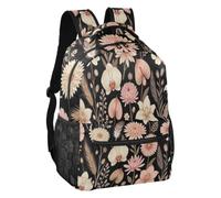 linqin Blush Neutral Tropical Bloom Multi Pocket Bookbag S, Blush Neutral Tropical Bloom, S, Backpack