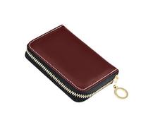 linqin Burgundy Plain Palm-Sized Credit Card Holder for Travel Essential RFID Blocking Vegan Leather 9 Card Slots On-the-Go