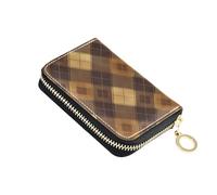 linqin Camel Check Palm-Sized Small Wallet for On-the-Go Zipper Closure PU Leather Anti-Theft On-the-Go