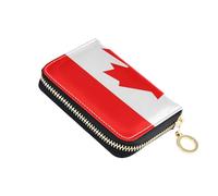 linqin Canada Flag Mini Mini Card Wallet for Travel Essential RFID Blocking PU Leather Anti-Theft On-the-Go