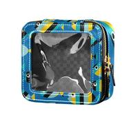linqin Cartoon Blue Goldfish Clear Mini Makeup Bag Toiletry Bag Skin Care Bag for Travel, Cartoon Blue Goldfish, One Size
