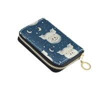 linqin Cartoon Cute Pig Faces Mini Mini Card Wallet for Women's Multi-Functional Vegan Leather Anti-Theft On-the-Go