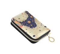 linqin Cartoon Dogs Faces Palm-Sized Mini Card Wallet for On-the-Go Zipper Closure Vegan Leather 2 Coin Pockets Travel