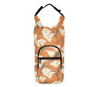 linqin Cartoon Lilies Yellow Water Bottle Shoulder Carrier Easy-to-Carry Insulated Bag for Water Bottles Cross Body Water Bottle Holder Fits 20/24/32/40 oz Bottles, Cartoon Lilies Yellow, 1 size