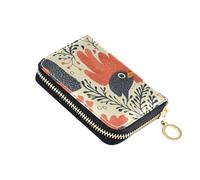 linqin Cartoon Rooster Heads Slim Card Case for Women's Multi-Functional PU Leather 2 Coin Pockets Daily Use