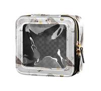 linqin Cartoon Sparrow Birds Waterproof Clear Makeup Bag Toiletry Bag with Zipper Leather Cosmetic Bag for Traveling, Cartoon Sparrow Birds, One Size