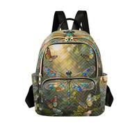 linqin Casual Backpack with Luggage Strap, Dragonflies Stained Glass, S, Fashion Backpack