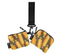 linqin Chic Carrots Gray Women's Coin Wallet Card Holder Slim Portable Women's Money Organizers with Wristle Strap for Work Travel 2 Packs, Chic Carrots Gray, One Size