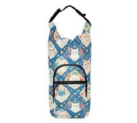linqin Chic Cats Face Checkered Water Bottle Waist Pack Adjustable Water Bottle Insulated Carrier Water Bottle Accessories Fits 20/24/32/40 oz Bottles