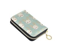 linqin Chic Reindeer Face Mini Mini Card Wallet for Travel Essential Multi-Functional PU Leather Anti-Theft On-the-Go