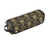 linqin Chinese Flowers Brown Hot Hair Tools Travel Bag with Removable Heat Resistant Mat Large Hair Straigheners Travel Case for Flat Iron Hot Tools and Haircare Accessories Travel Bag for Hair Tools