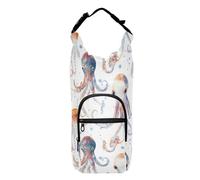 linqin Colorful Chic Squid Water Bottle Shoulder Carrier Versatile Drawstring Backpack with Pockets and Water Bottle Holder Hiking Water Bottle Backpack Fits 20/24/32/40 oz Bottles, Colorful Chic