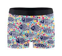 linqin Colorful Cute Fish and Polka Dots Mens Boxer Briefs Breathable Mens Boxer Shorts Bamboo Underwear, Fish and Polka Dots, L
