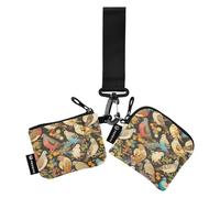 linqin Colorful Dove Birds Women's Change Wallet Card Cases Minimalist Business Card Case Money Organizer with Zipper Coin Pocket for Ladies Girls 2 Packs, Colorful Dove Birds, One Size