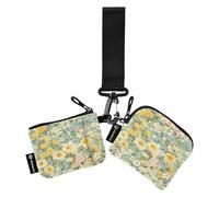 linqin Colorful Flower Women's Change Wallet Card Cases Large Capacity Business Card Holder with Zipper Pocket for Men Women 2 Pcs, Retro Carrots, One Size