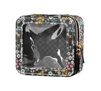linqin Colorful Garden Flowers Clear Small Makeup Bag Toiletry Bag with Zipper Makeup Organizer for Traveling, Colorful Garden Flowers, One Size