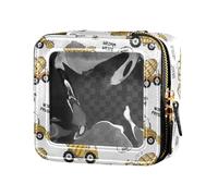 linqin Construction Machines Clear Makeup Bags Travel Bags for Toiletries Leather Cosmetic Bag for Flying, Construction Machines, One Size