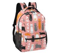 linqin Crazy Cat Multi Pocket Casual Backpack S, Crazy Cat, S, Backpack