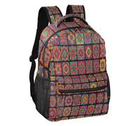 linqin Crochet Granny Square Lightweight Casual Backpack S, Crochet Granny Square, M, Backpack | Adjustable weave Shoulder Straps, Soft Comfortable Touch, Weekend Shopping, Teenagers 7-18 Years Old