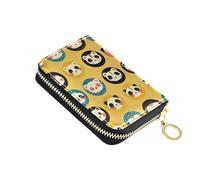 linqin Cute Animal Faces Mini Small Wallet for Travel Essential RFID Blocking Soft Leather 9 Card Slots On-the-Go