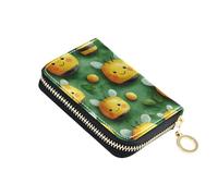 linqin Cute Bees Mini Zipper Card Holder for Travel Essential RFID Blocking PU Leather Anti-Theft On-the-Go