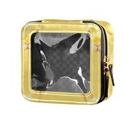 linqin Cute Bunnys Faces Light Yellow Clear Makeup Bag Small Toiletry Bags Skin Care Bag for Flying, Cute Bunnys Faces Light Yellow, One Size