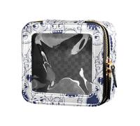 linqin Cute Cartoon Monsters Cute Makeup Bag Clear Toiletry Bags Cosmetic Organizer Case for Women, Cute Cartoon Monsters, One Size