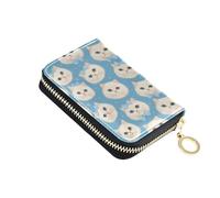 linqin Cute Cats Faces Mini Card Case for Ladies' RFID Blocking Vegan Leather 9 Card Slots On-the-Go