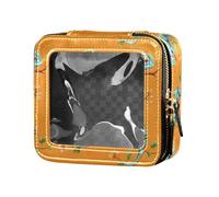 linqin Cute Chameleon Peptile Orange Clear Small Makeup Bag Travel Bags for Toiletries Cosmetic Bags Organizer for Traveling, Cute Chameleon Peptile Orange, One Size