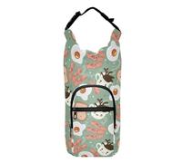 linqin Cute Eggs Coffee Bacon Crossbody Water Bottle Holder Versatile Water Bottle Carrier for Walking Water Bottle Holder Bag Fits 20/24/32/40 oz Bottles