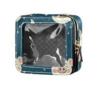 linqin Cute Moon Pig Faces Clear Make Up Bag Waterproof Travel Toiletry Bag Travel Cosmetic Case for Flying, Cute Moon Pig Faces, One Size