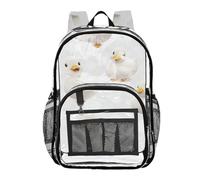 linqin Cute Pet Ducks Clear Kid Backpack Clear Bookbags with Side Pocket See Through PVC Bag, Cute Pet Ducks, One Size