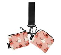 linqin Cute Red White Birds Women's Change Wallet Card Cases Slim Detachable Identity Card Protector with Wristle Strap for Men Women 2 Packs, Cute Red White Birds, One Size