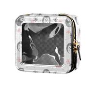linqin Cute Watercolor Hedgehogs Cute Makeup Case Bag Clear Leather Toiletry Bag Leather Cosmetic Bag for Women, Watercolor Hedgehogs, One Size