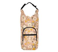 linqin Dandelion Florals Pink Water Bottle Carry Bag Functional Drawstring Backpack with Water Bottle Holder Waterbottle Holder Fits 20/24/32/40 oz Bottles