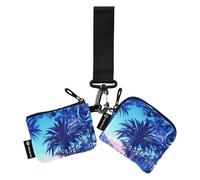 linqin Dark Purple Towns and Trees Women's Coin Purses Card Cases Mini Fashion Zipper Wristlet Wallet with Zipper Pocket for Ladies Girls 2 Packs, Dark Purple Towns and Trees, One Size