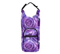 linqin Deep Purple Roses Water Bottle Carrier Bag with Phone Pocket Portable Insulated Bottle Carrier Bottle Water Holder Fits 20/24/32/40 oz Bottles