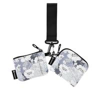 linqin Denim Patchwork Flower Women's Coin Pouches Card Holder Thin Flat Identity Card Protector with Zipper Pocket for Work Travel 2 Pcs, Denim Patchwork Flower, One Size