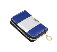 linqin El Salvador Flag Palm-Sized Credit Card Holder for Travel Essential RFID Blocking Soft Leather 9 Card Slots On-the-Go
