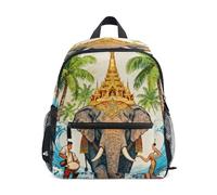 linqin Elephants with Tropical Scene & Figures mini backpack kid drawstring bookbags with name tag for preschool bookbag mochilas para ni?a