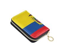 linqin Flag Ecuador Coat Arms Accurate Palm-Sized Mini Card Wallet for On-the-Go RFID Blocking PU Leather Anti-Theft Travel