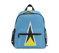 linqin Flag Saint Lucia travel backpack for kids harnessing with leash bookbags with name tag for 6-8 year old mochilas escolares para ni?as