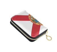 linqin Florida State Flag (usa) Palm-Sized Mini Card Wallet for Ladies' RFID Blocking Soft Leather 2 Coin Pockets Daily Use