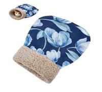 linqin fluffier Tunnel Hideaway Winter Beauty Tulips Royal Blue Cat Sleeping Bag Bed Cave for Puppy Dog Cats Comfortable Cozy Self-Warming