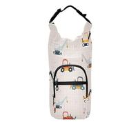 linqin Funny Building Bulldozers Checkered Water Bottle Strap Carrier Foldable Water Bottle Carrier for Walking Waterbottle Holder Fits 20/24/32/40 oz Bottles