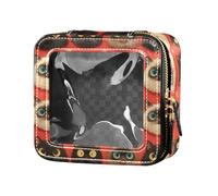 linqin Funny Cats Faces Red Clear Makeup Bag Small Toiletry Bag Mini Makeup Containers for Travel, Funny Cats Faces Red, One Size