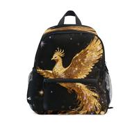 linqin Golden Phoenix in Starry Sky princess kids backpack whistle bookbag with name tag for kid mochilas para adolescentes chicas