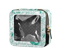 linqin Green Doodle Monsters Aliens Clear Makeup Bags Toiletry Bag with Zipper Cosmetic Bags Organizer for Travel, Monsters Aliens, One Size