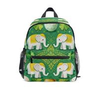 linqin Green Elephants Clover Pattern traveling backpacks for kids chest strap book bags with name tag for 4 year old mochilas escolares para ni?os de 3 a?os
