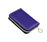 linqin Indigo Solid Color Mini Mini Card Wallet for Daily Carry Zipper Closure Vegan Leather 2 Coin Pockets On-the-Go